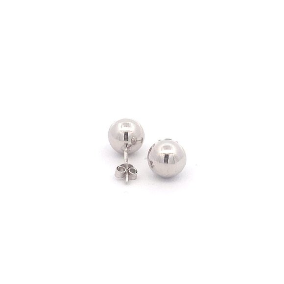 18K White Gold Earrings Stud Balls Polished 1.63 grams - Picture 10 of 12